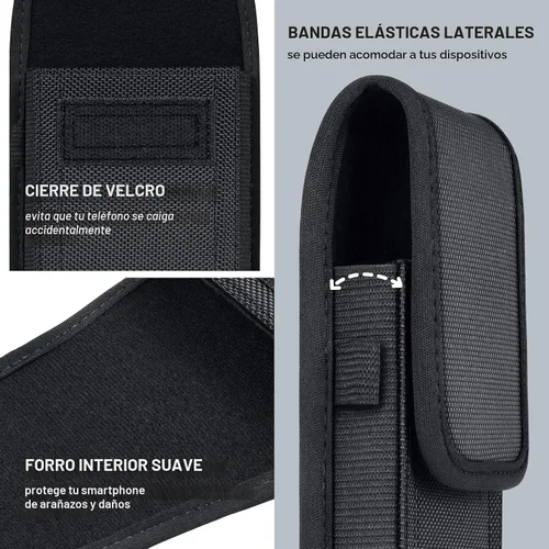 Vista 6 de ykooe Funda para Teléfono Móvil de Nylon con Hebilla Compatible con iPhone 17 16 15 14 13 12 11 y Modelos Pro, Samsung Galaxy S20 S21 S22 S23 S24