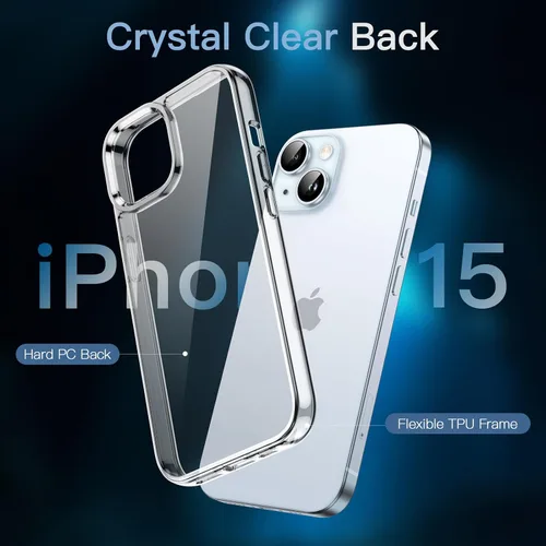 Vista 4 de JETech Funda 5 en 1 para iPhone 15 de 6.1 pulgadas con 2 protectores de pantalla de vidrio templado y protector de lente de cámara, no se pone