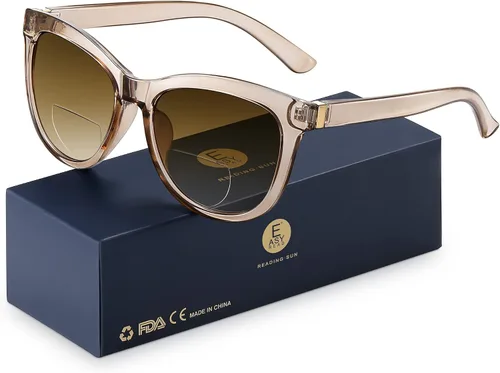 Vista 11 de EASY READ Lentes de sol bifocales de lectura para mujer, a la moda, con protección UV400 (aumento 1.00, negro)
