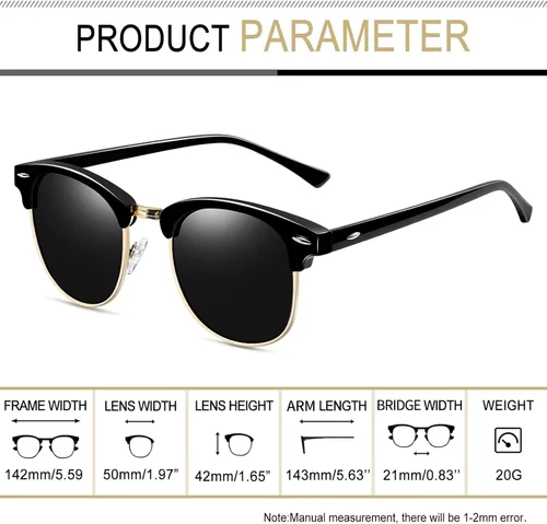 Vista 4 de Joopin Vintage Sunglasses Half Frame Sun Glasses Polarized UV Protection Browline Shades for Women Men