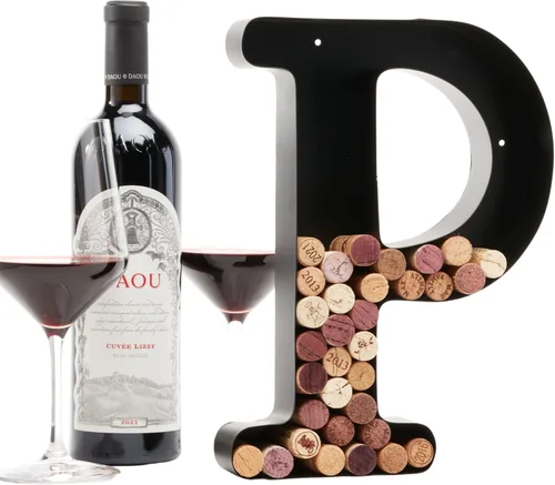 Vista 20 de Soporte de corcho con letra de vino (C) Arte decorativo de pared