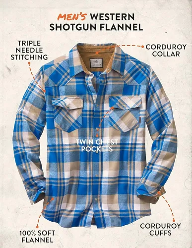 Vista 4 de Legendary Whitetails - Camisa de franela para hombre, estilo Shotgun Western