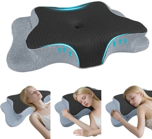 Vista 24 de CHxxy Memory Foam Pillows, Cervical Pillow for Neck and Shoulder Pain Relief, Ergonomic Contour Bed Pillow, Soft for Side Sleep Stomach Sleeping and