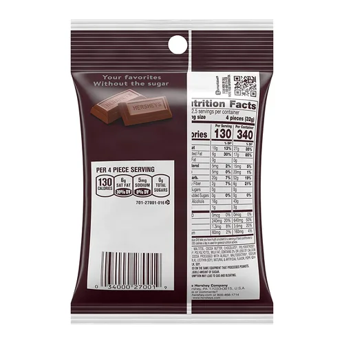 Vista 6 de Caramelos sin azúcar Hershey's - Paquete variado de chocolate sin azúcar - Chocolate con leche Reese's, York y Hershey Cero azúcar Bolsas de 3