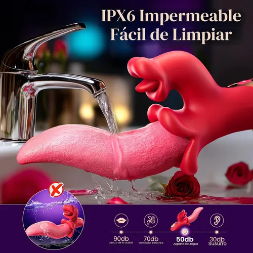 Vista 6 de Toendi Vibrador de lengua de juguete para mujeres, juguetes sexuales, vibradores de punto G, consolador con 9 modos de vibración, 9 modos