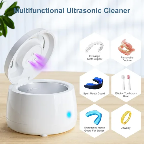 Vista 4 de Limpiador ultrasónico del retenedor, dispositivo de la máquina del limpiador del retenedor sónico de la dentadura para el viaje casero, máquina