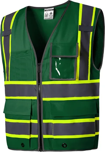 Vista 13 de SKSAFETY Chaleco de seguridad de nivel profesional de 12 bolsillos, chaleco de alta visibilidad Clase 2, ANSI/ISEA