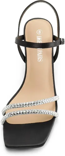 Vista 3 de DREAM PAIRS Sandalias de cuña con tiras para mujer, sandalias de tacón bajo con diamantes de imitación, puntera abierta, para boda, fiesta, boda