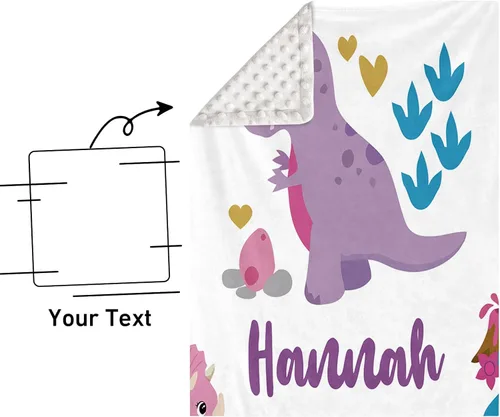 Vista 9 de Manta de bebé de doble capa con nombre personalizado, manta de ropa de cama para niños pequeños con estampado morado personalizado, multiusos