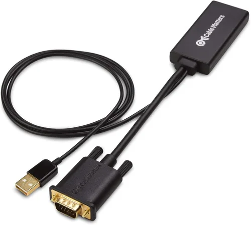 Vista 3 de Cable Matters 1 # Imagen del producto Adaptador VGA a HDMI para monitor y TV 2 [Certificado premium] Cable HDMI de 6 pies con soporte 4K HDR en negro