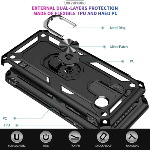 Vista 5 de Compatible con teléfono K50, [grado militar] soporte magnético de anillo de coche soporte soporte soporte protector protector (negro)