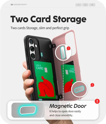 Vista 180 de GOOSPERY Parachoques magnético para puerta compatible con Galaxy S9 Plus, tarjetero tipo billetera con cierre automático por iman, funda protectora