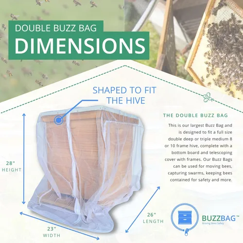Vista 7 de La bolsa de malla diseñada para que los apicultores muevan las abejas de forma segura con malla de alta resistencia, cremallera YKK y costuras