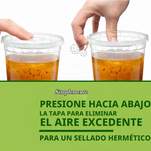 Vista 8 de 8 onzas – 24 juegos de recipientes de plástico para almacenamiento de alimentos con tapas flexibles herméticas para microondas, sin fugas, lavables