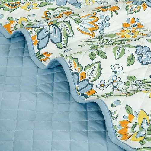 Vista 8 de ROYALE LINENS Juego de edredón de 2 piezas de tamaño individual – Suave y ligero 100% microfibra acolchada – Colcha estampada – Edredón acolchado