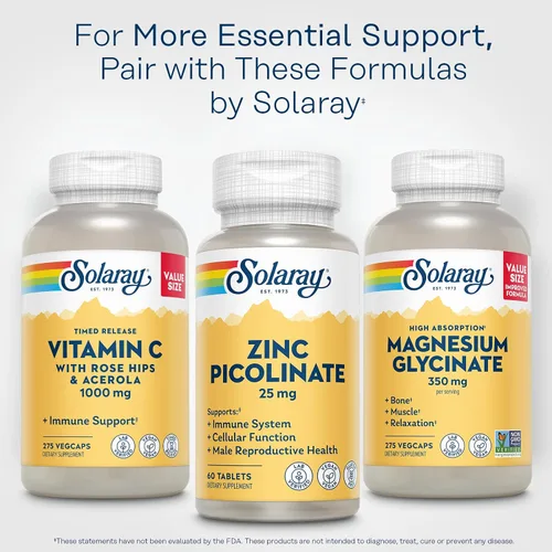 Vista 6 de SOLARAY Picolinato de Zinc 25 mg - Suplementos de zinc para hombres y mujeres - Suplemento de apoyo inmunológico - Vegano, sin gluten, verificado