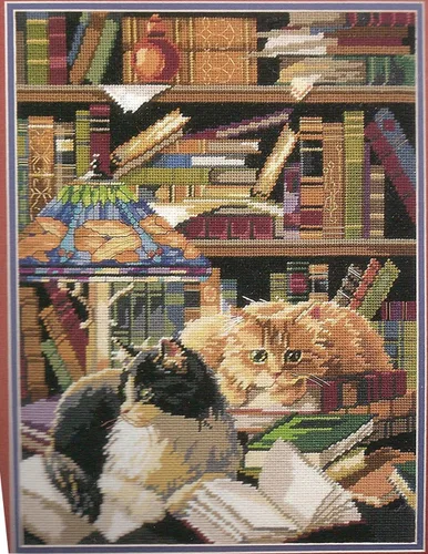 Vista 2 de Bucilla 4710 Friends of the Library - Kit de agujas para gatos