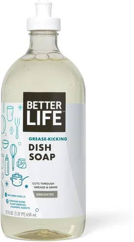 Vista 7 de Better Life Jabón para platos sin sulfato, resistente a la grasa y suave para las manos, granada, 22 onzas