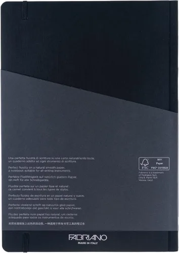 Vista 9 de Fabriano Ecoqua Plus Cuaderno encuadernado en tela, 8.3 x 11.7 pulgadas, A4, forrado, negro