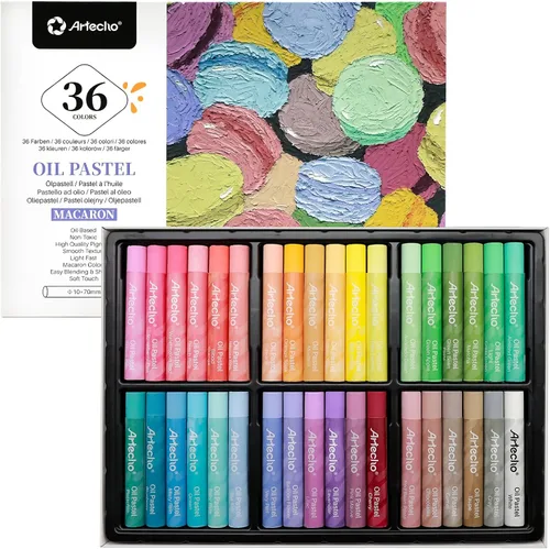 Vista 10 de Artecho Juego de 12 colores pasteles metálicos al óleo suaves para pintura artística, dibujo, mezcla (0.394 x 2.756 in)