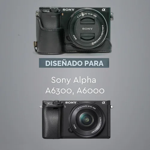 Vista 5 de MegaGear Ever Ready - Funda de piel para cámara compatible con Sony Alpha A6300, A6000 Negro