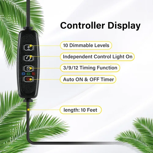 Vista 4 de iPower Luces LED de cultivo de 40 W con tiras de luz de cultivo de plantas de espectro completo para plantas de interior con temporizador