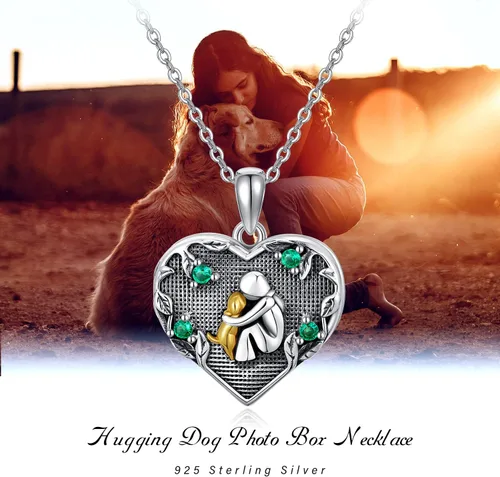 Vista 5 de Heart Locket Necklace Tree of LifeElephantDog Locket Necklace 925 Sterling Silver Locket Pendant Necklace Jewelry Gifts for Women Girls