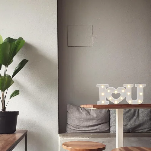 Vista 5 de Uonlytech Letrero con luces LED románticas con diseño de letras, funciona con pilas, lámpara decorativa con texto en inglés "I Love You
