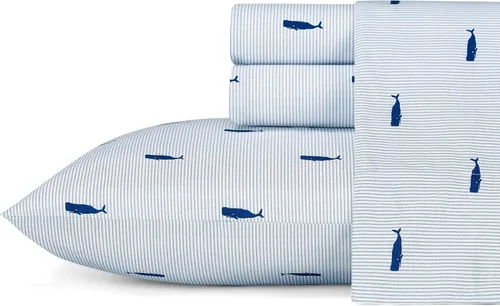 Vista 27 de Nautica - Juego de sábanas tamaño twin, sábanas refrescantes nítidas y confeccionadas con una sensación suave y ligera de percal de algodón