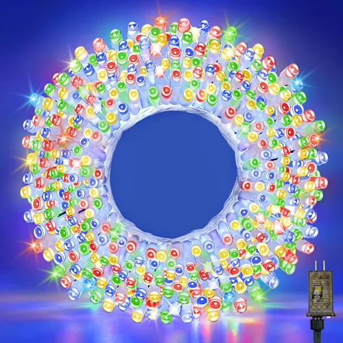 Vista 13 de Guirnalda de luces blancas cálidas de 33 pies, 100 luces LED impermeables en cable transparente, para interiores y exteriores, Navidad, boda, patio