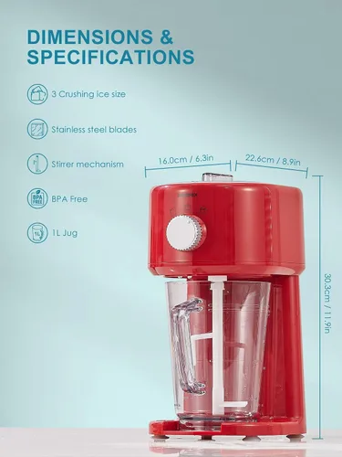Vista 4 de Reemix Máquina de hielo afeitado, máquina de afeitar eléctrica de hielo y máquina de cono de nieve con almacenamiento de gran capacidad, trituradora