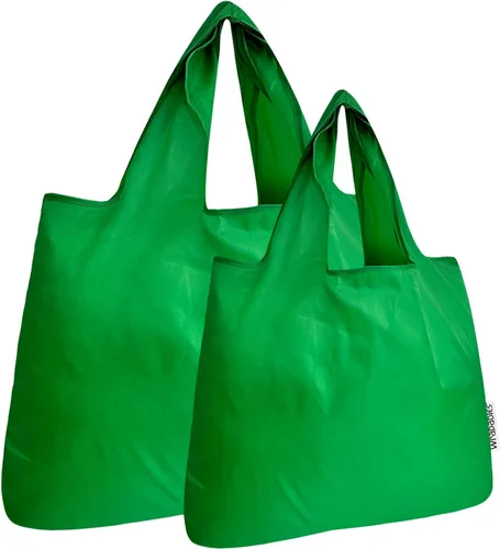 Vista 16 de allydrew Bolsas de comestibles reutilizables de nailon plegables grandes y pequeñas, juego de 2