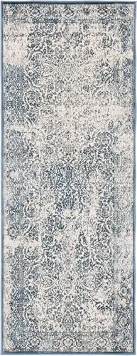 Vista 2 de SAFAVIEH Noble Collection - Alfombra de pasillo de 2 pies 2 pulgadas x 6 pies, azul y marfil, diseño de viscosa envejecida, ideal para zonas de alto