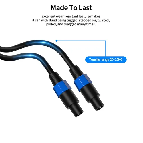 Vista 4 de Paquete de 2 cables de audio Speakon a Speakon de 6 pies, cable de audio profesional de 12 AWG con bloqueo giratorio