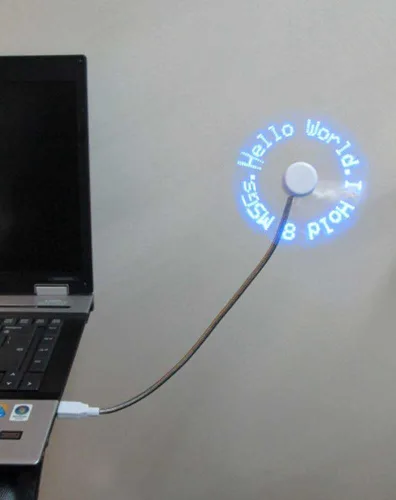 Vista 4 de PowerTRC Ventilador de mensajes programable LED con dibujo personalizado, alimentado por USB (LED azul)
