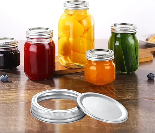 Vista 6 de 72 tapas de conservas con anillos de boca regular, para frascos Ball, Kerr – Tapas de metal tipo Mason para conservas – 100% de ajuste y herméticas