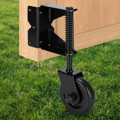 Vista 8 de Rueda de puerta resistente, ruedas de puerta para puertas de madera al aire libre o puertas de cerca, rueda de puerta con resorte para pisos Negro