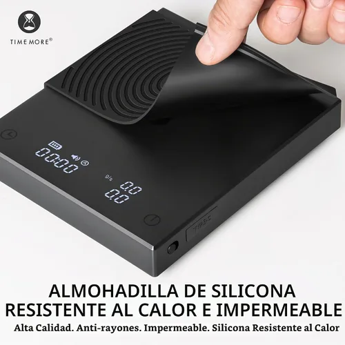 Vista 6 de Báscula de café TIMEMORE Black Mirror Basic 2 con temporizador, báscula de cocina de alta precisión de 2kg/0.1g, báscula de café expreso con función