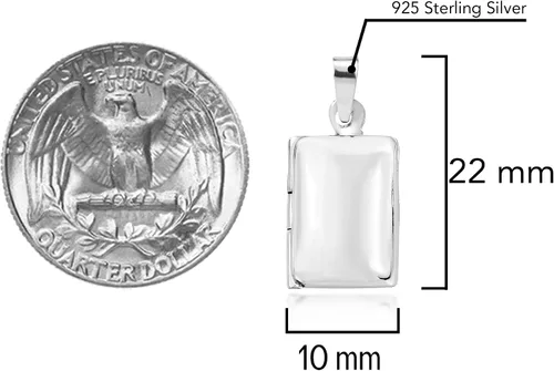 Vista 5 de AeraVida Colgante rectangular simple y elegante para recuerdos preciosos y medallones grabables, collar de cadena de plata de ley 925
