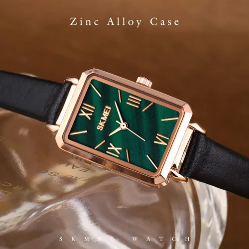 Vista 3 de SKMEI - Reloj de pulsera para mujer, de piel, rectangular, elegante, para mujer, Classic, forro polar verde con licencia oficial de star wars silent
