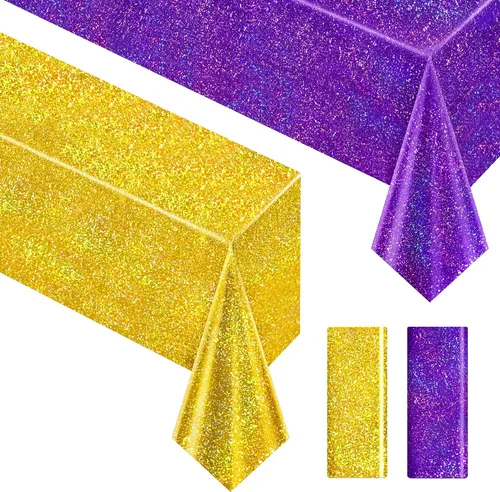 Vista 47 de Just Shimmer Mantel holográfico azul claro de 40" x 108" Decoración de fiesta rosa fuerte Día de San Valentín Fiesta de cumpleaños Decoración