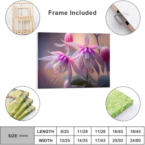 Vista 2 de Póster decorativo de pared, divertido lienzo enmarcado con flores rosas fucsias, pintura artística para baño, habitación de niños, regalos