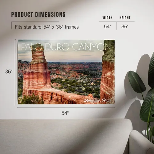 Vista 5 de Lantern Press 36x54 Inch Giclee Print, Amarillo, Texas, Palo Duro Canyon, Lighthouse