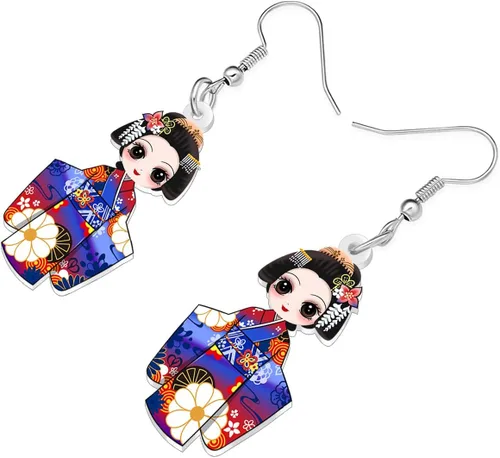 Vista 53 de DUOWEI Aretes de acrílico estilo japonés con diseño de anime para muñeca, colgantes, joyería para mujer