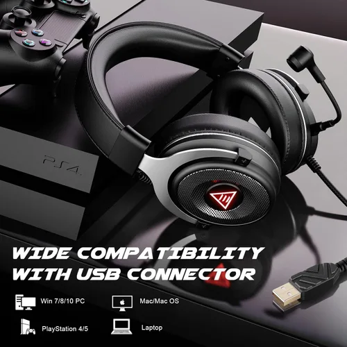 Vista 5 de EKSA Auriculares USB para juegos - Auriculares de PC con micrófonomicrófono con cancelación de ruido sonido envolvente 71 controladores de 1969in
