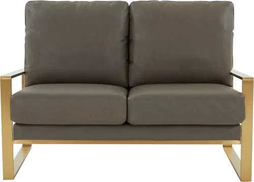 Vista 4 de LeisureMod Jefferson - Sofá de dos plazas para sala de estar con marco dorado contemporáneo, color gris