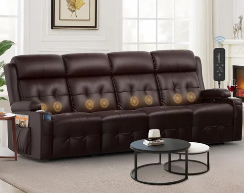 Vista 11 de Sofá reclinable manual de dos plazas, sofá reclinable de pared con masaje, puertos USB y tipo C, almacenamiento, portavasos, sofá RV para sala