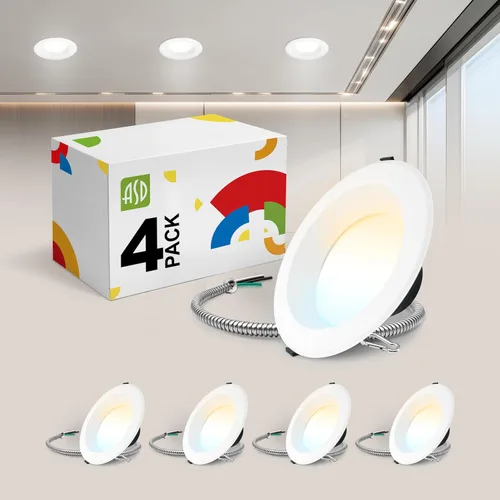 Vista 22 de ASD Downlight LED comercial sin lata de 4 pulgadas, iluminación ajustable de potencia de 7/10/13W, lámpara de techo empotrable redonda regulable, 5