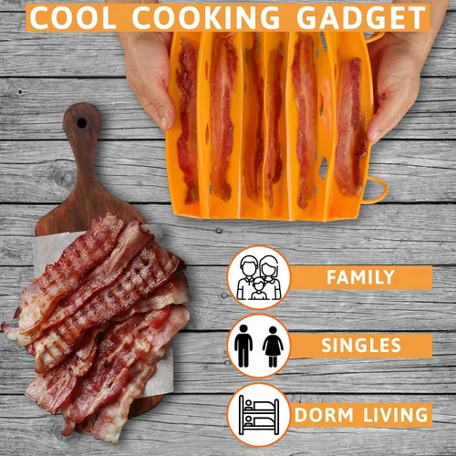 Vista 5 de Bad Boy - Olla de tocino para microondas, olla de tocino crujiente para horno de microondas, utensilios de cocina para microondas para tocino