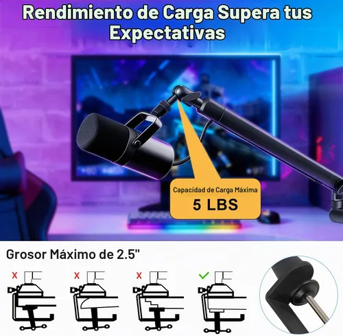 Vista 6 de Aqdocvf Brazo de brazo de micrófono - Soporte de brazo de micrófono